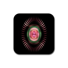 Fractal Plate Like Image In Pink Green And Other Colours Rubber Coaster (square)  by Simbadda