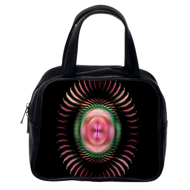 Fractal Plate Like Image In Pink Green And Other Colours Classic Handbags (One Side)