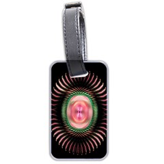 Fractal Plate Like Image In Pink Green And Other Colours Luggage Tags (two Sides) by Simbadda