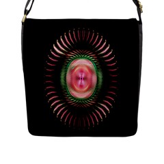 Fractal Plate Like Image In Pink Green And Other Colours Flap Messenger Bag (l) 