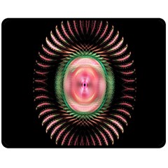 Fractal Plate Like Image In Pink Green And Other Colours Double Sided Fleece Blanket (medium) 