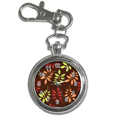 Leaves Wallpaper Pattern Seamless Autumn Colors Leaf Background Key Chain Watches by Simbadda