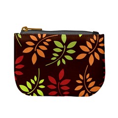 Leaves Wallpaper Pattern Seamless Autumn Colors Leaf Background Mini Coin Purses by Simbadda