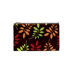 Leaves Wallpaper Pattern Seamless Autumn Colors Leaf Background Cosmetic Bag (small)  by Simbadda