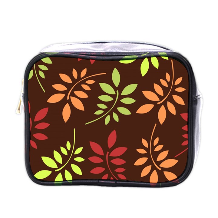 Leaves Wallpaper Pattern Seamless Autumn Colors Leaf Background Mini Toiletries Bags