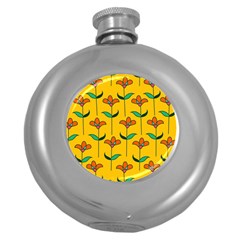 Small Flowers Pattern Floral Seamless Vector Round Hip Flask (5 Oz)