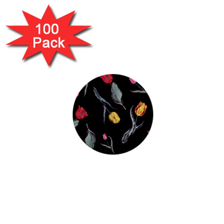 Colorful Tulip Wallpaper Pattern Background Pattern Wallpaper 1  Mini Buttons (100 pack) 