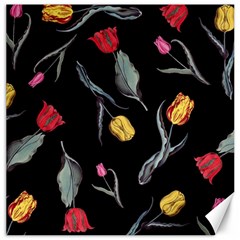 Colorful Tulip Wallpaper Pattern Background Pattern Wallpaper Canvas 12  X 12   by Simbadda