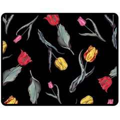 Colorful Tulip Wallpaper Pattern Background Pattern Wallpaper Double Sided Fleece Blanket (medium)  by Simbadda