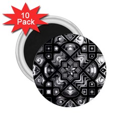 Geometric Line Art Background In Black And White 2.25  Magnets (10 pack) 