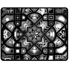 Geometric Line Art Background In Black And White Fleece Blanket (Medium) 