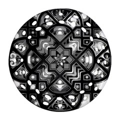 Geometric Line Art Background In Black And White Ornament (round Filigree) by Simbadda