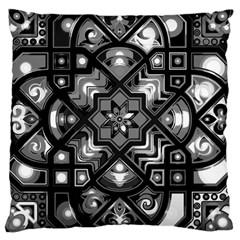 Geometric Line Art Background In Black And White Large Cushion Case (Two Sides)