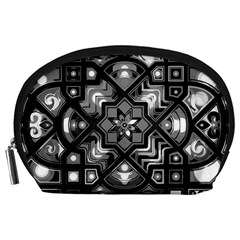 Geometric Line Art Background In Black And White Accessory Pouches (Large) 