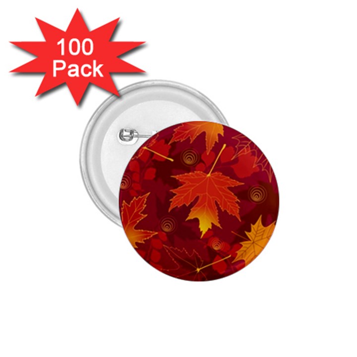 Autumn Leaves Fall Maple 1.75  Buttons (100 pack) 
