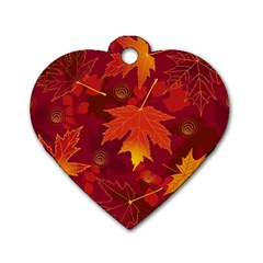 Autumn Leaves Fall Maple Dog Tag Heart (Two Sides)