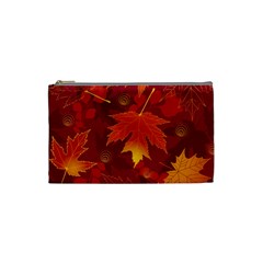 Autumn Leaves Fall Maple Cosmetic Bag (Small) 