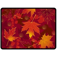 Autumn Leaves Fall Maple Fleece Blanket (Large) 