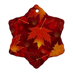 Autumn Leaves Fall Maple Snowflake Ornament (Two Sides)