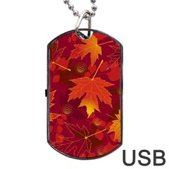 Autumn Leaves Fall Maple Dog Tag USB Flash (One Side)