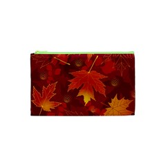 Autumn Leaves Fall Maple Cosmetic Bag (XS)