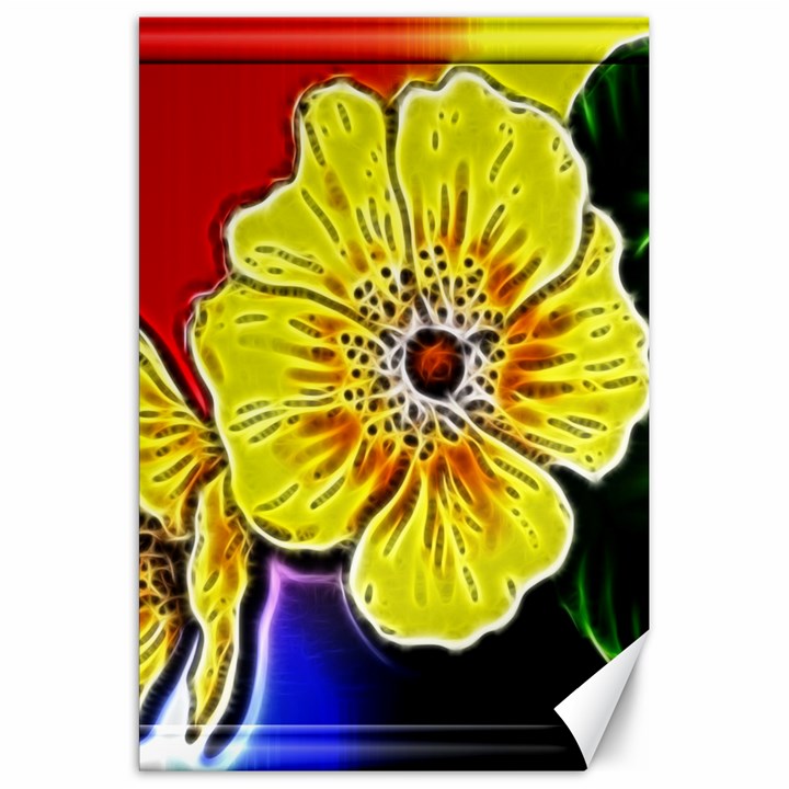 Beautiful Fractal Flower In 3d Glass Frame Canvas 20  x 30  