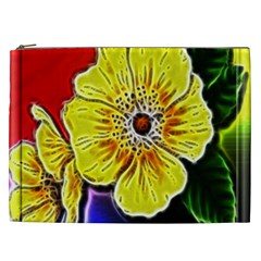 Beautiful Fractal Flower In 3d Glass Frame Cosmetic Bag (xxl)  by Simbadda