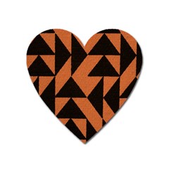 Brown Triangles Background Heart Magnet by Simbadda