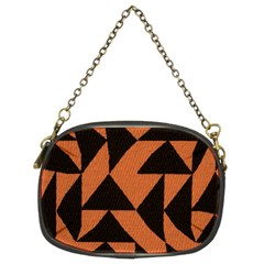 Brown Triangles Background Chain Purses (two Sides)  by Simbadda