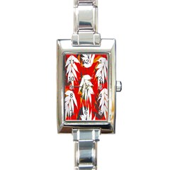 Leaves Pattern Background Pattern Rectangle Italian Charm Watch by Simbadda