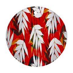 Leaves Pattern Background Pattern Ornament (round) by Simbadda