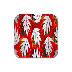 Leaves Pattern Background Pattern Rubber Square Coaster (4 Pack)  by Simbadda