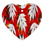 Leaves Pattern Background Pattern Heart Ornament (Two Sides) Back