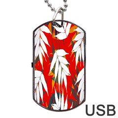 Leaves Pattern Background Pattern Dog Tag Usb Flash (one Side) by Simbadda