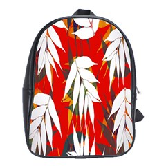 Leaves Pattern Background Pattern School Bags (xl)  by Simbadda