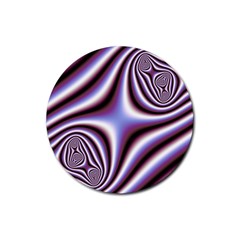 Fractal Background With Curves Created From Checkboard Rubber Coaster (Round) 