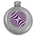 Fractal Background With Curves Created From Checkboard Round Hip Flask (5 oz) Front