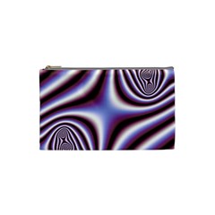 Fractal Background With Curves Created From Checkboard Cosmetic Bag (Small) 