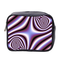 Fractal Background With Curves Created From Checkboard Mini Toiletries Bag 2-Side