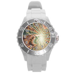 Vortex Glow Abstract Background Round Plastic Sport Watch (l) by Simbadda