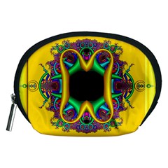 Fractal Rings In 3d Glass Frame Accessory Pouches (medium)  by Simbadda