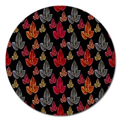 Leaves Pattern Background Magnet 5  (round) by Simbadda