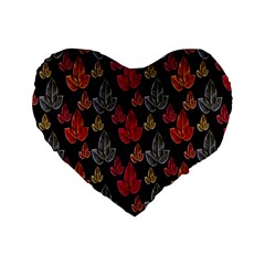 Leaves Pattern Background Standard 16  Premium Heart Shape Cushions by Simbadda
