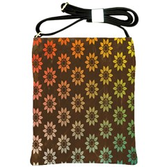 Grunge Brown Flower Background Pattern Shoulder Sling Bags by Simbadda