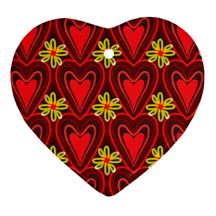 Digitally Created Seamless Love Heart Pattern Tile Ornament (Heart)