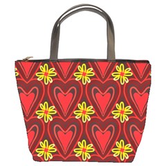 Digitally Created Seamless Love Heart Pattern Tile Bucket Bags by Simbadda