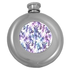Floral Pattern Background Round Hip Flask (5 Oz)