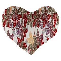 Floral Pattern Background Large 19  Premium Heart Shape Cushions by Simbadda