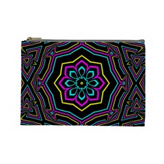 Cyan Yellow Magenta Kaleidoscope Cosmetic Bag (large)  by Simbadda