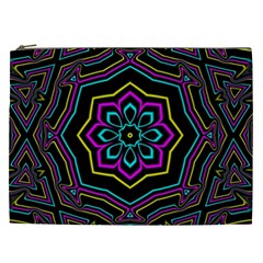 Cyan Yellow Magenta Kaleidoscope Cosmetic Bag (xxl)  by Simbadda